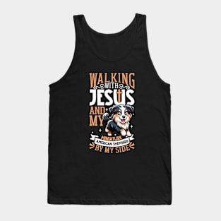 Jesus and dog - Miniature American Shepherd Tank Top